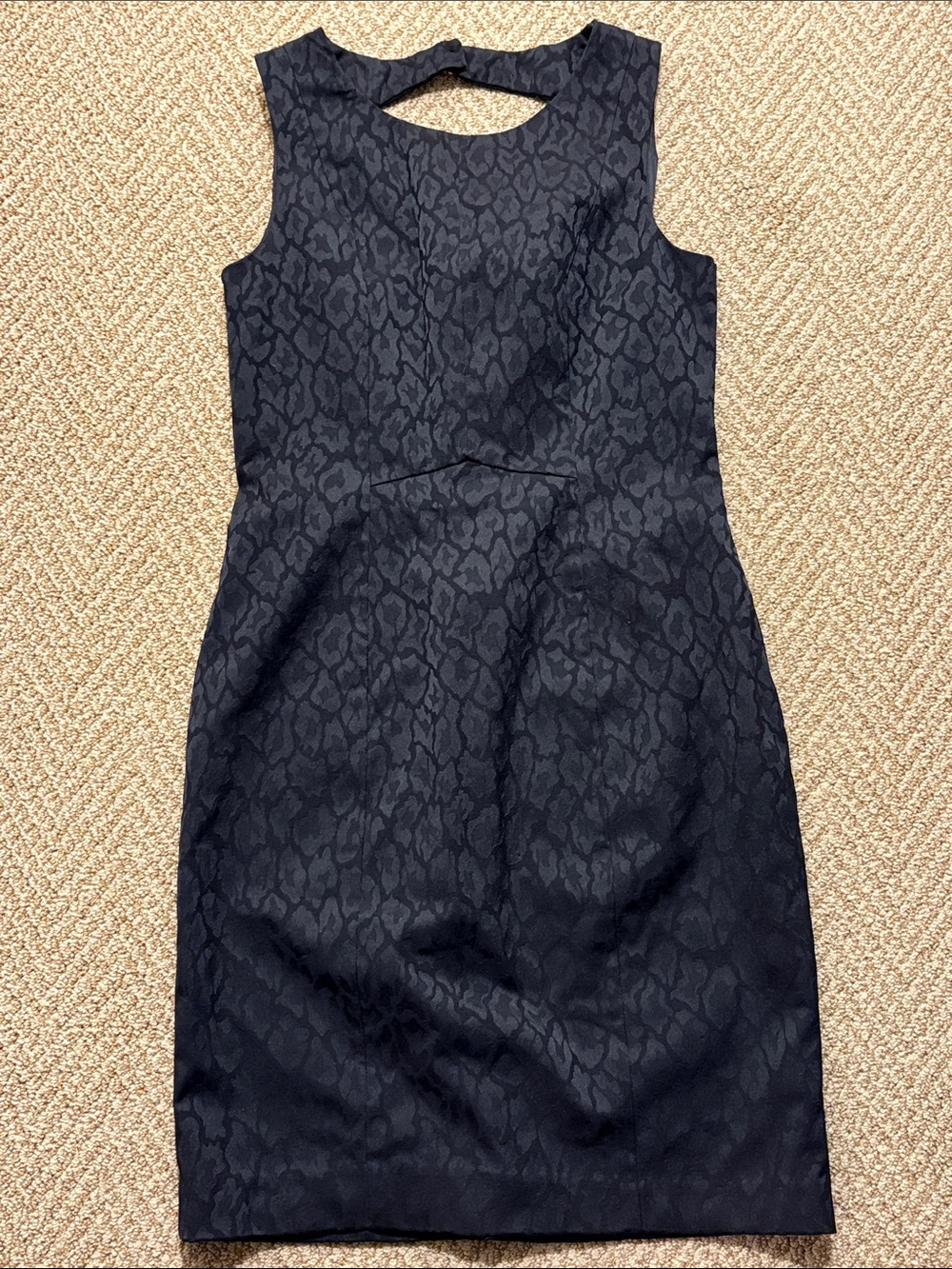 H&M Black Jacquard Midi Sheath Dress